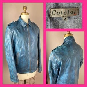 Cotélac Leather Jacket - Dark Blue Lambskin Jacket - Medium